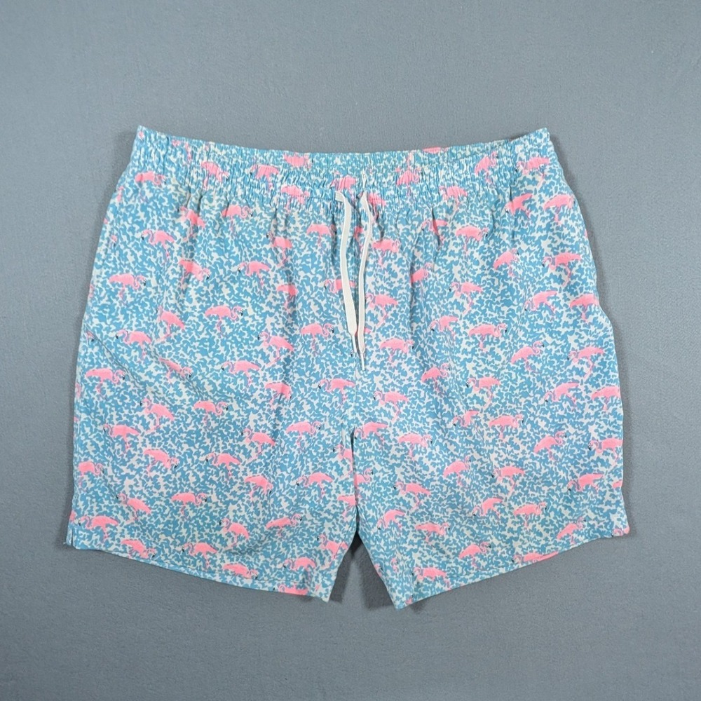 Chubbies Swim Trunks Mens XXL Blue Pink Flamingo Print 7" Inseam